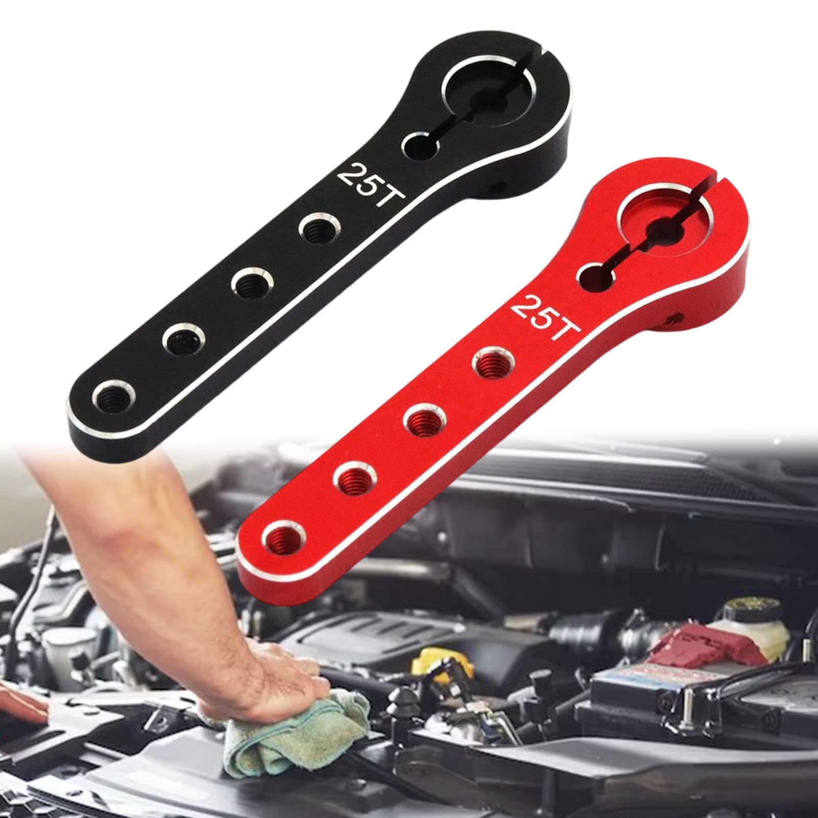 NUEAYMS 2pcs Metal Servo Arm Extension 25T Strong & Metal Servo Horns Upgrades for Airplanes & 1/10 Car