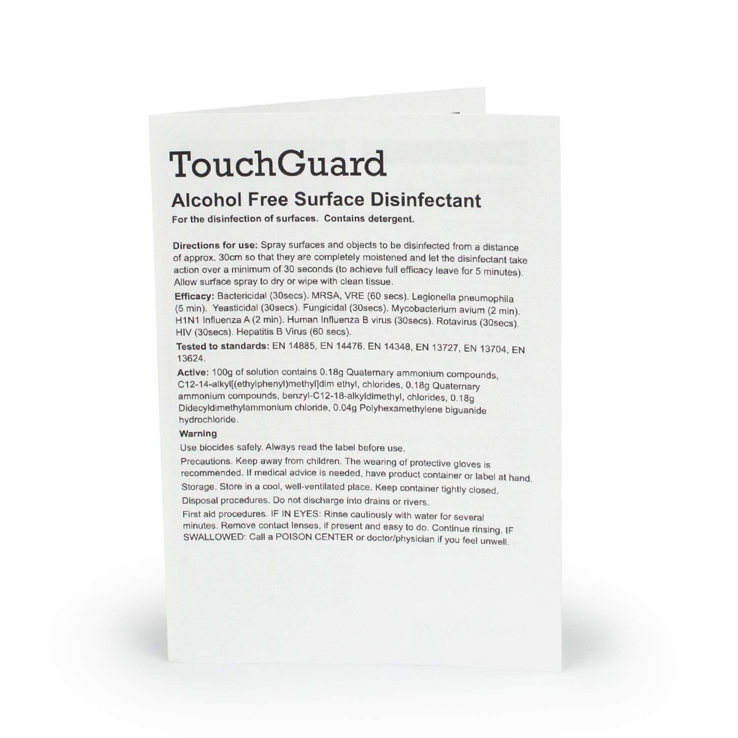 TouchGuard Disinfettante spray per superfici, senza alcol, 1 litro Confezione da 10, prodotto in Regno Unito
