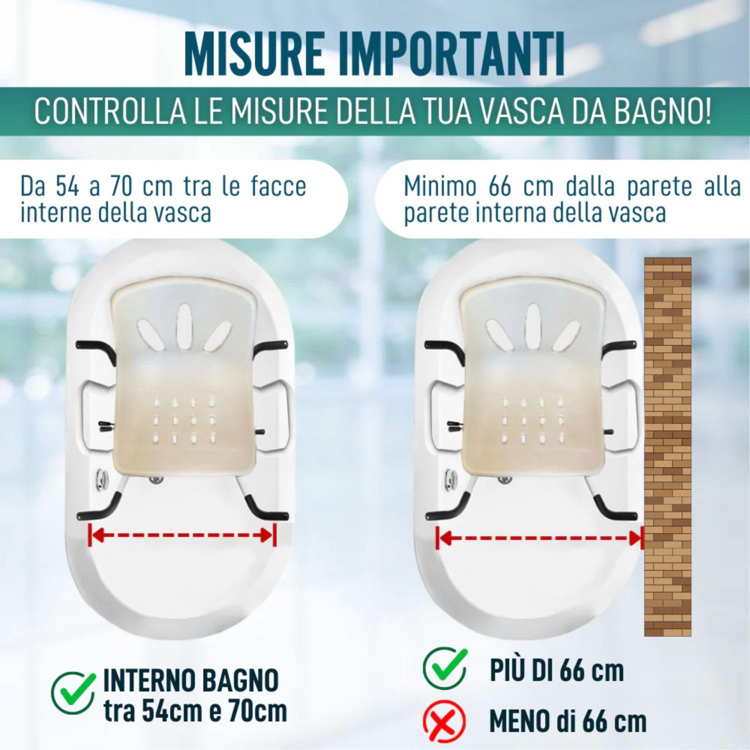 OrtoPrime Sedia Girevole per Vasca da Bagno 360° - Sedile Vasca per Anziani COMODO E SICURO - Sedia Vasca da Bagno Facile da Usare - Trasferimento Sicuro - MISURARE LA VASCA PRIMA DELL'ACQUISTO