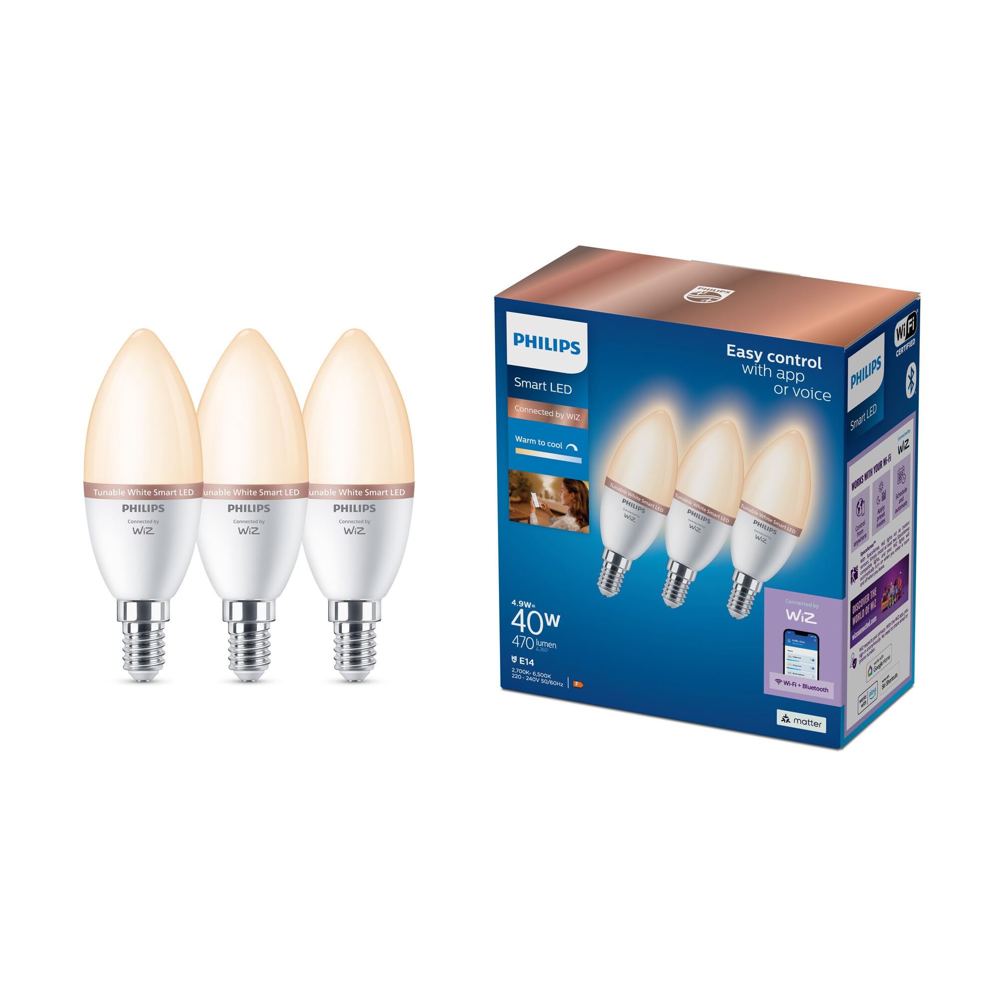 Philips Smart Led E14 4.9W 470lm 2700K-6500K