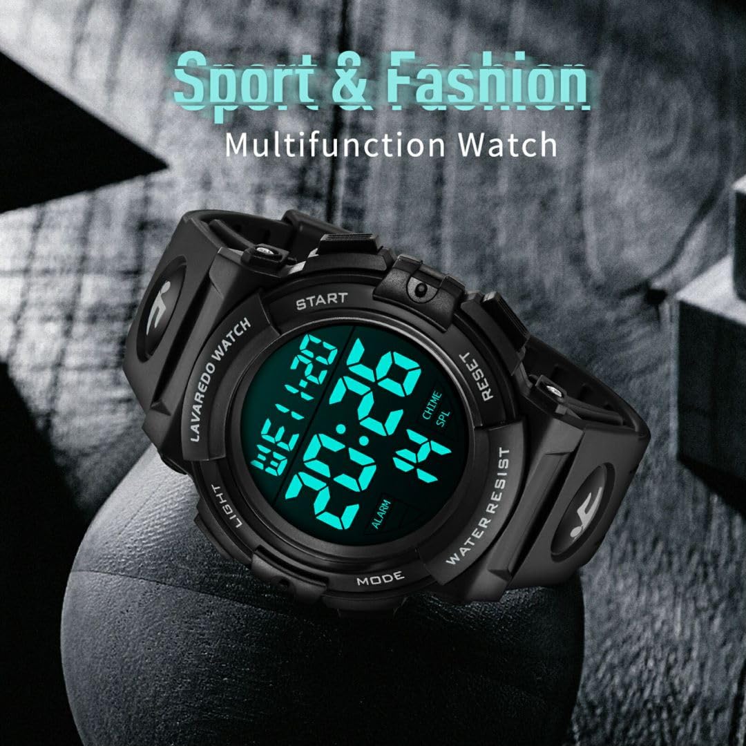 Reloj Digital para Hombre – Relojes Militares Deportivos 5 ATM Impermeable al Aire Libre Cronógrafo Militar Relojes de Pulsera para Hombres con Luz Trasera LED, Alarma, Fecha, a Prueba de Golpes