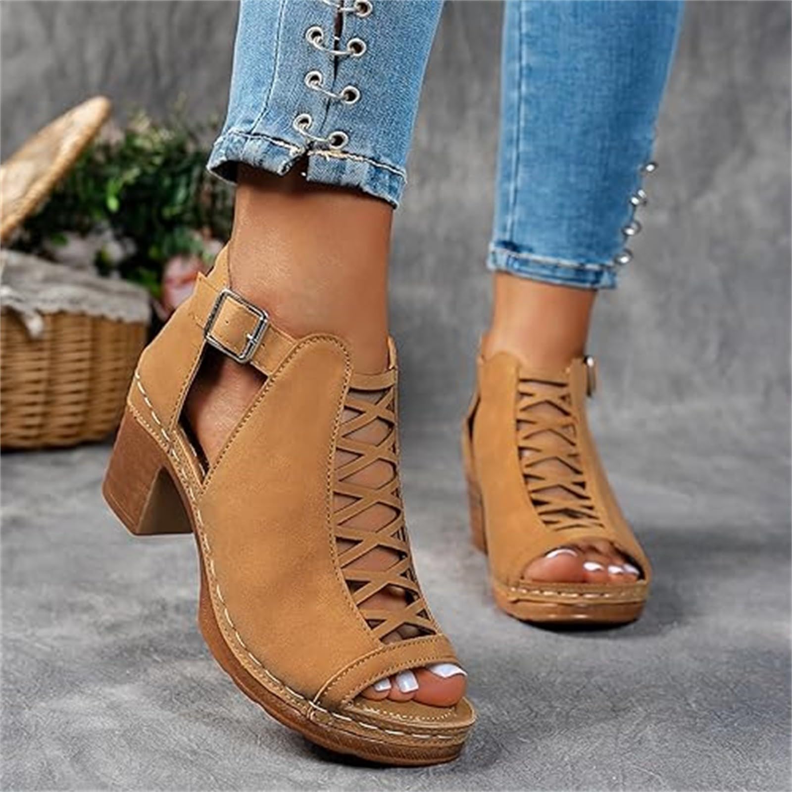 Sandali Donna Estive Zeppa Ortopedici Comodi Sandali estivi da donna con tacco largo con fibbia laterale scarpe e alla casual Estivi Scarpe Zeppa Estive