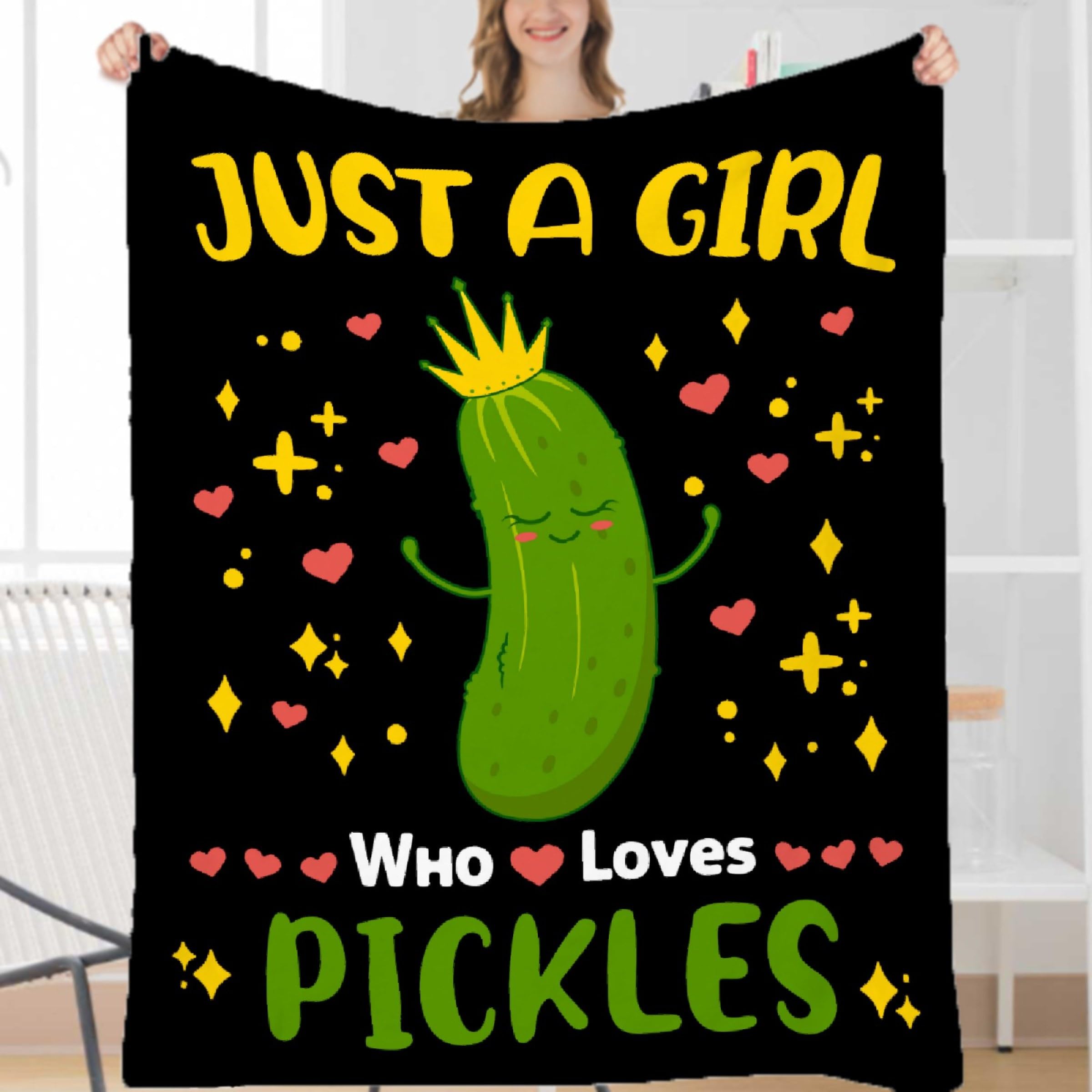 Ottoy Pickle Blanket Gifts Just A Girl Who Loves Pickle Soft Lightweight Blankets for Adults Pickle Lovers Air-Conditioning Blanket for Chirstmas Gifts Decor Blanket 120