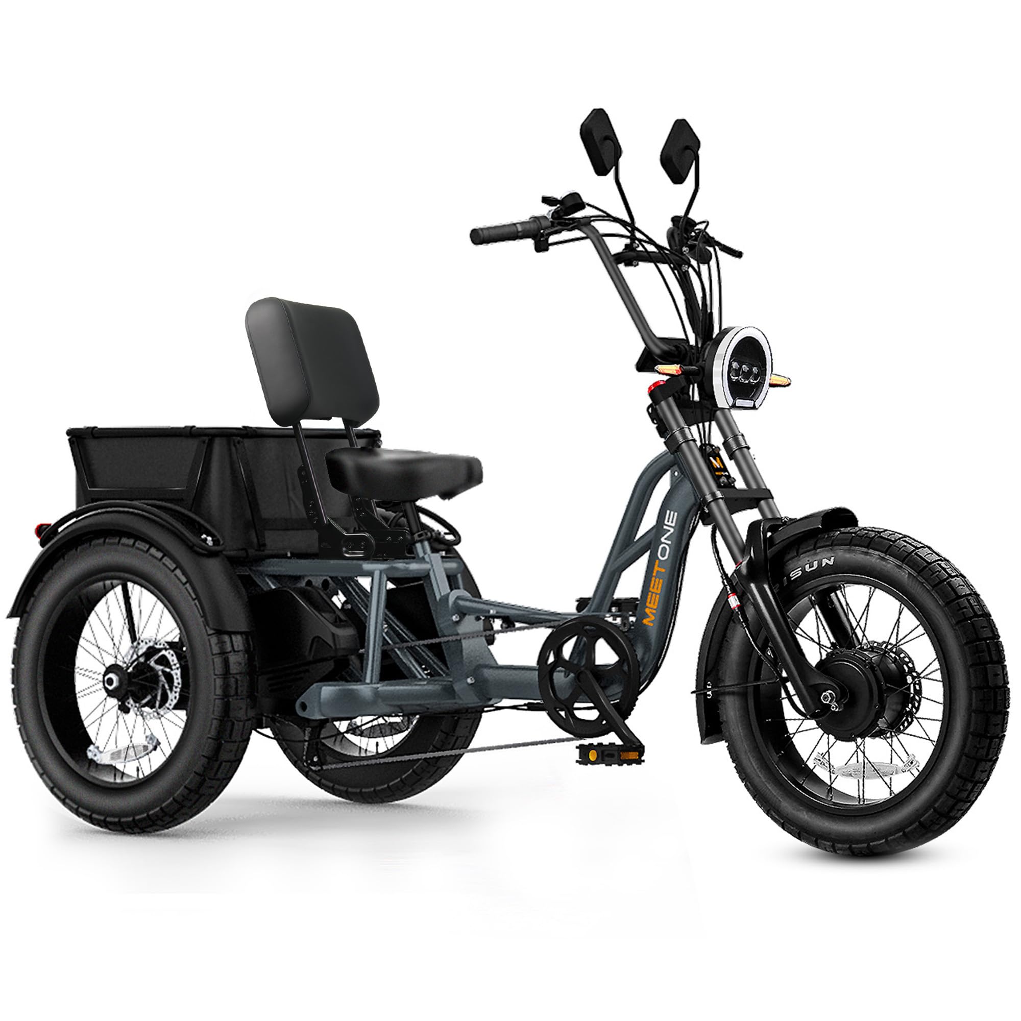 Tour 2400W Dual Motor Electric Tricycle for Adults, 48V 30AH Dual Battery Fat Tire Electric Trike, 25MPH 130Miles Full Suspension AWD Etrike, Torque Sensor, Reverse Gear, Speed Differential, UL
