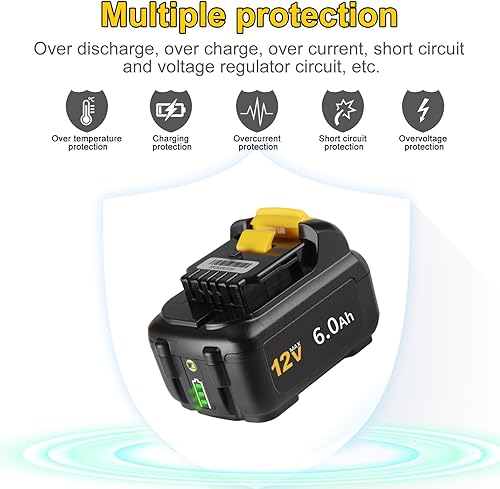 Miniatura 7 de Powilling 6.0Ah 12V Battery Replacement for Dewalt 12V Battery and Charger Kit Compatible with Dewalt 12 Volt Max DCB120 DCB122 DCB124 DCB125 DCB126