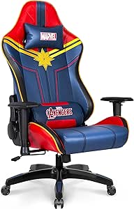 Marvel Avengers Massage Gaming Chair Desk Office Computer Racing Chairs- Adults Gamer Ergonomic Game Reclining High Back Support Racer Leather (Captain Marvel)