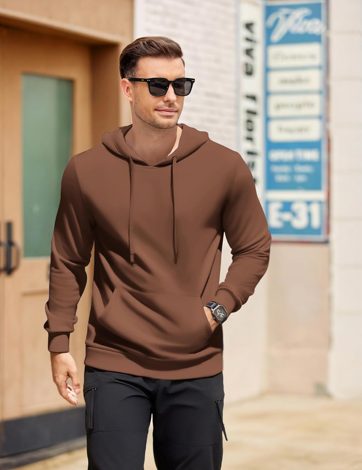 COOFANDY Men's Hooded Pullover Casual Long Sleeve Drawstring Gym Hoodies Sweatshirts with Pocket - Image 2