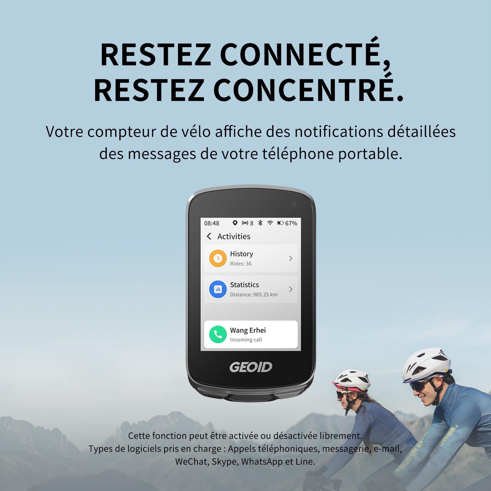 GEOID CC700 Pro GPS Compteur Velo Touchscreen 2,8 Pouces avec Cartes Complètes – Compteur Vélo GPS sans Fil avec Navigation Carte, Ant+ & Bluetooth, IPX7 Étanche, 15-25H Autonomie
