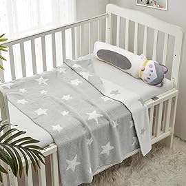 CREVENT 30X40 Cozy Soft Warm Chenille Baby Blanket for Girls Boys, Newborn Essentials for Infant, Baby Shower Receiving Gift - Grey Star