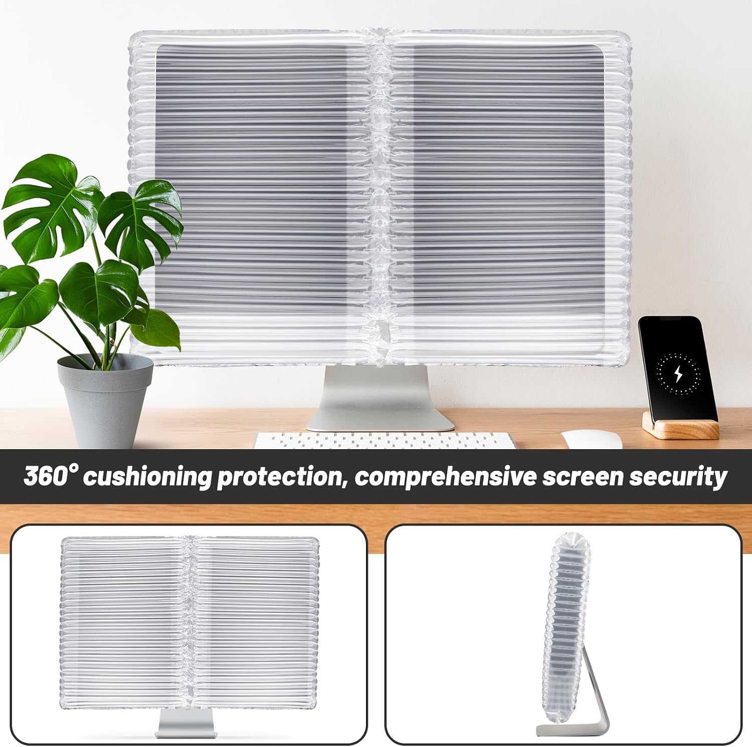 UNIFAMILY 8pcs for 4 Screens Inflatable Protective Bags for Computer Moving, Monitor Shipping Box Compatible with 27" Screen, Computer Desktop Protective Storage Case Monitor Moving Box image 5