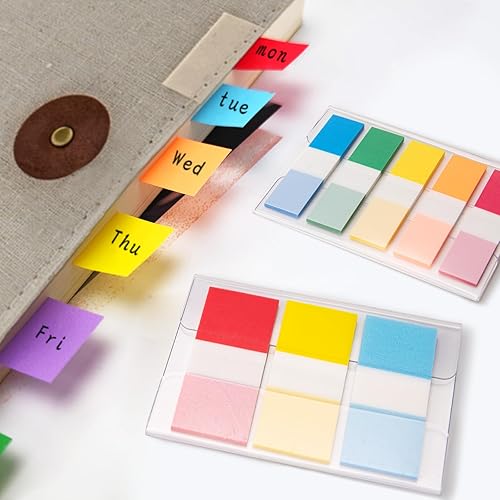 Miniatura 10 de KICNIC Marcadores de página, pestañas adhesivas de índice 1000 unidades, banderas de notas emergentes fluorescentes, pestañas de 1.77 x 0.39