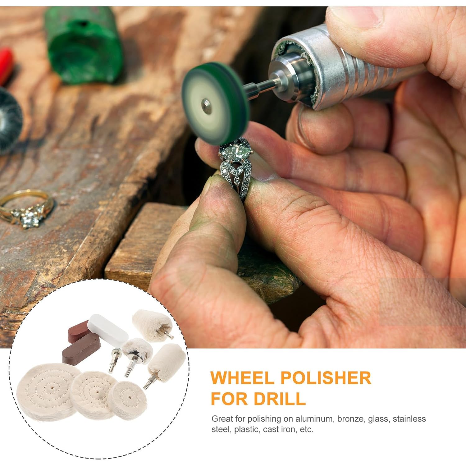 Sosoport 10pcs Polishing Wheel for Drill and Bench Grinder Cloth Buffing Pads with Excellent Polishing Capability Suitable for Glass and Silver Jewelry