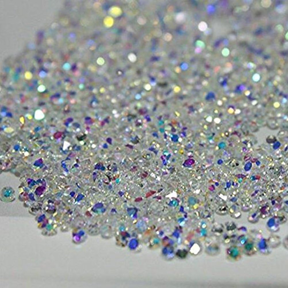Nail Art Mini Rhinestones Micro Crystals Sharp Bead Phone Mini Gems DIY Art Decoration Need Glue 1400Pcs (AB+White) 2Pack image 2