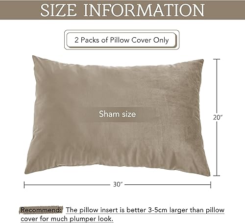 Miniatura 3 de StangH Juego de 2 fundas de almohada de terciopelo suave para cabello y piel, tamaño Queen (beige camello, 20 x 30 pulgadas), fundas de almohada