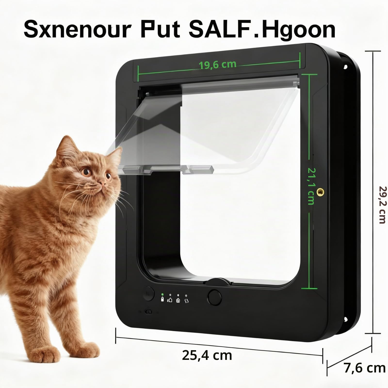 Porte pour Chat Intelligente, chatière avec Puce électronique, avec 2 Colliers de détection et 1 télécommande, Taille d'ouverture : 7.7 * 8.3 in, chatière à Puce électronique