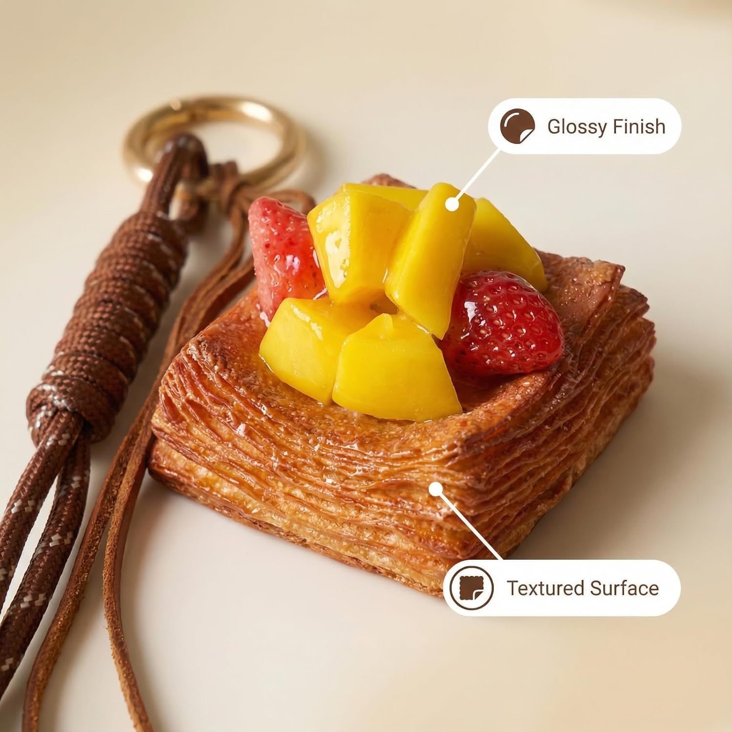 Bread Croissant Bag Charms Keychains,Realistic Ice Cream and Cone Purse Charms for Women Men Bags Backpack Cars image 2
