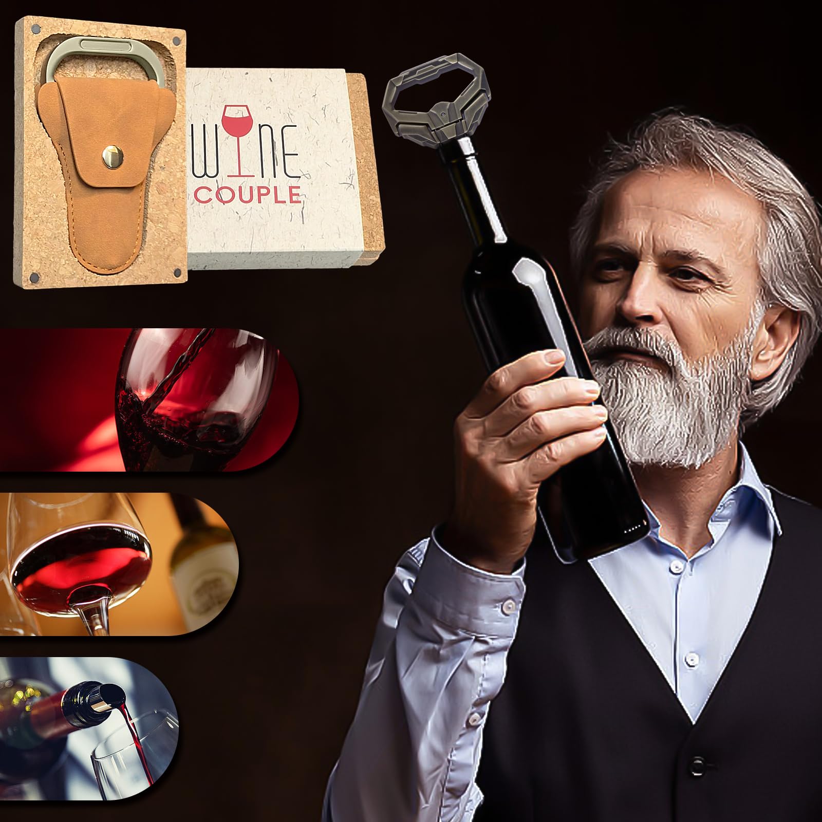 Cavatappi a Due Rebbi per Vini Vecchi, Ah-So, Design Vintage Elegante