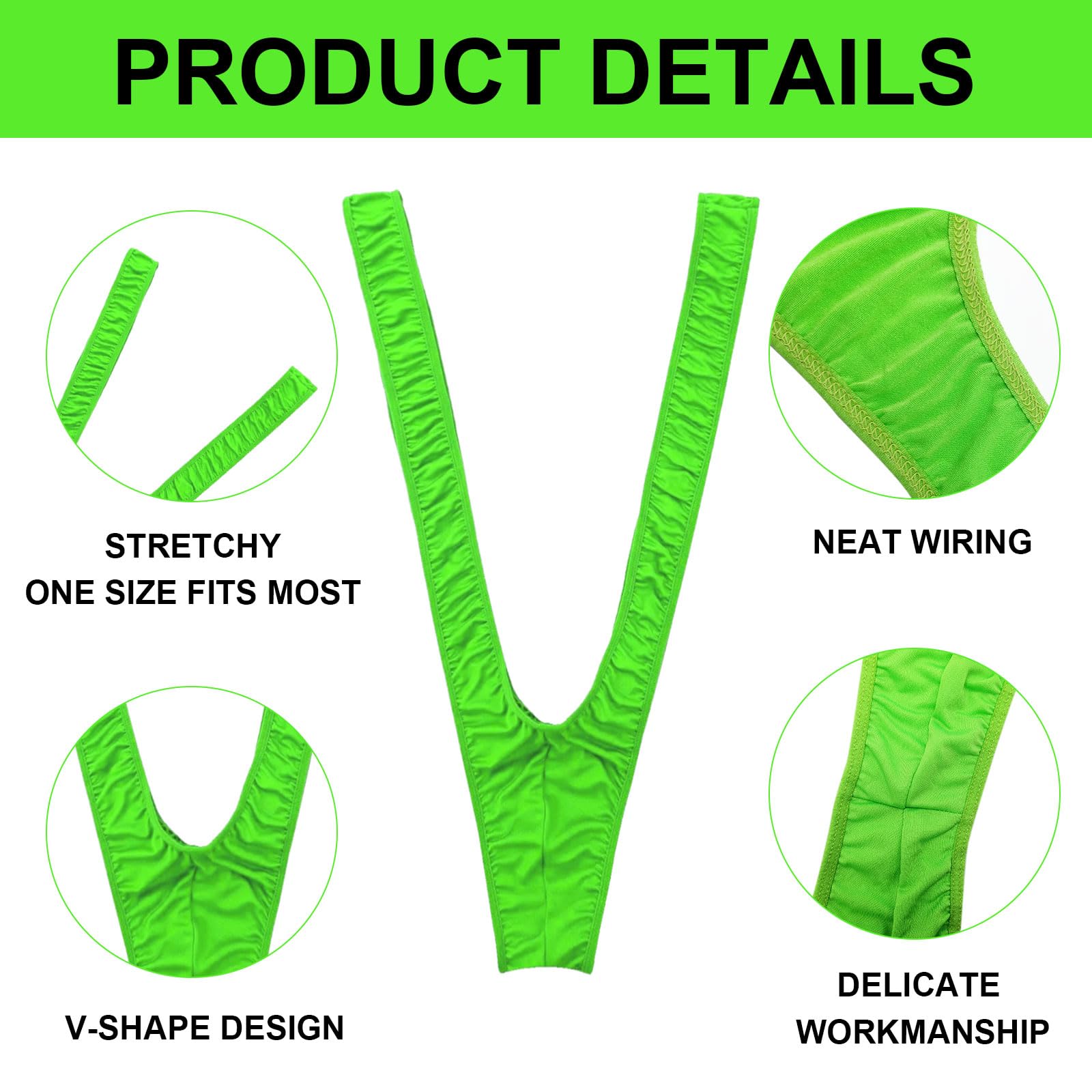 FUIPVGI 4 Pièces Borat Mankini String Borat Mankini pour Homme sous-vêtements pour Homme V Sling Thong ManThong Maillot de Bain Homme String Cadeau Halloween Noël, Taille Unique (4 Pièces)