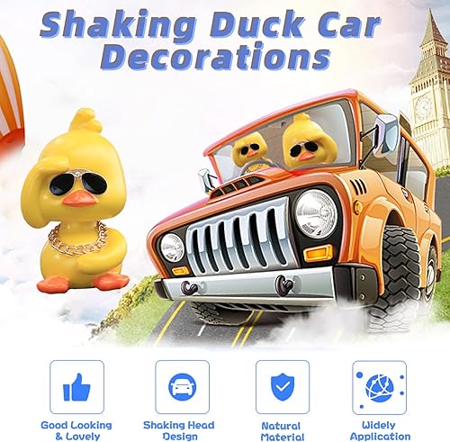 Miniatura 2 de Wonuu Shaking Duck - Lindos adornos para coche, muñeco de pato amarillo para decoración de interiores