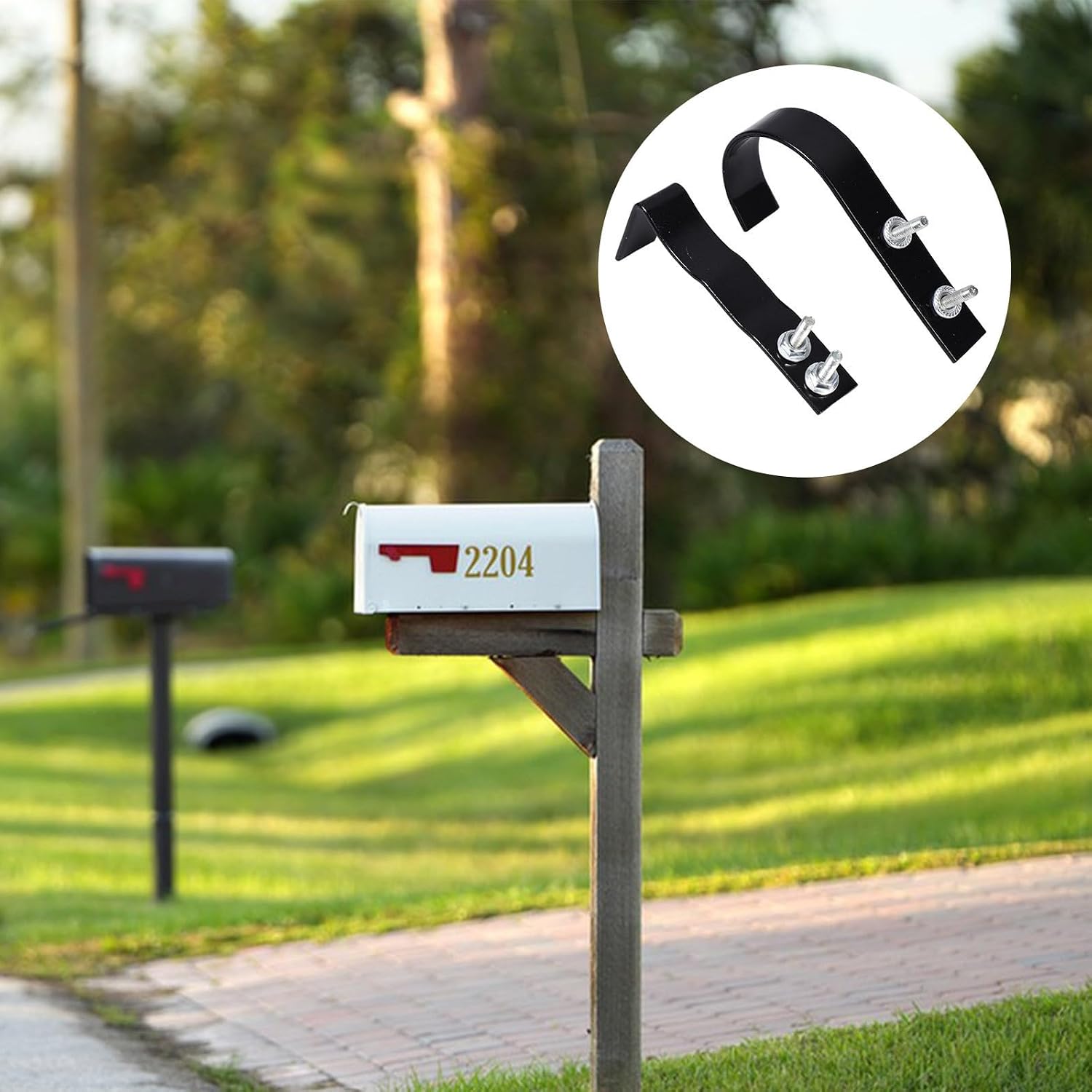 Heavy Duty Iron Mailbox Latch Kit with Extra Handle, Black Sturdy Mailbox Repair Kit for Theft Protection and Easy Installation on Post Boxes