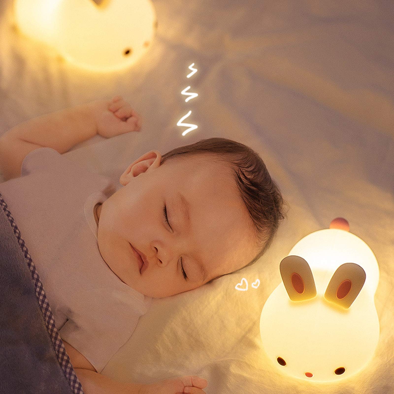LED Lampka nocna dla dzieci Ściemniana, dzieci silikonowa lampka nocna, USB ładowalna, dotykowa lampa stołowa z wielokolorowym pilotem, pomiar czasu