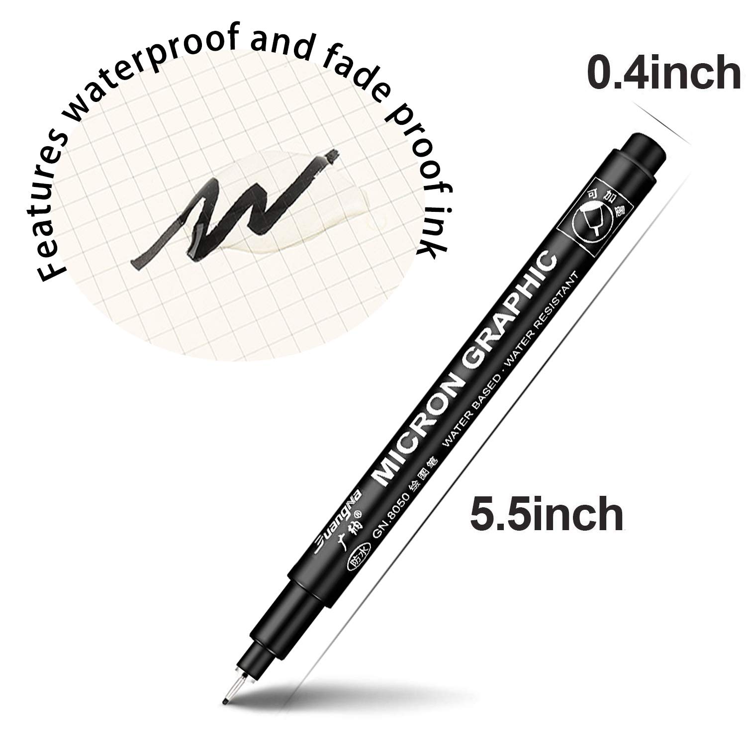 Fineliner Pens, 12 Outline Black Pens, Micro Liner Pen For Artist