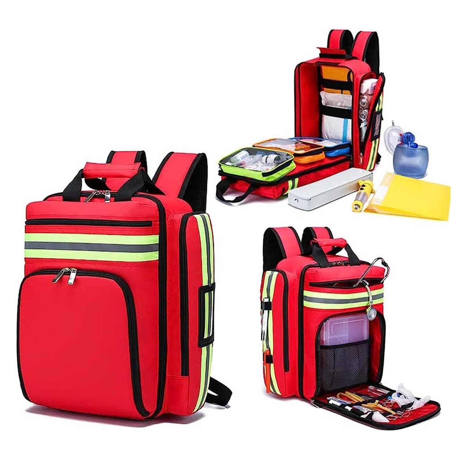 Sac à Dos Trousse de Secours Vide - Grande Taille Étanche Multi-Poches avec Bandes Réfléchissantes pour Randonnée, Camping, Voyage, Maison et Voiture