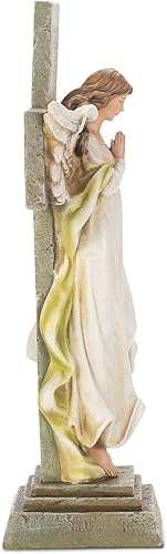 Miniatura 4 de Joseph's Studio by Roman Inc., Ángel conmemorativo con cruz, colección de jardín, estatua religiosa, santa familia, monumento, ángel, santo patrón,