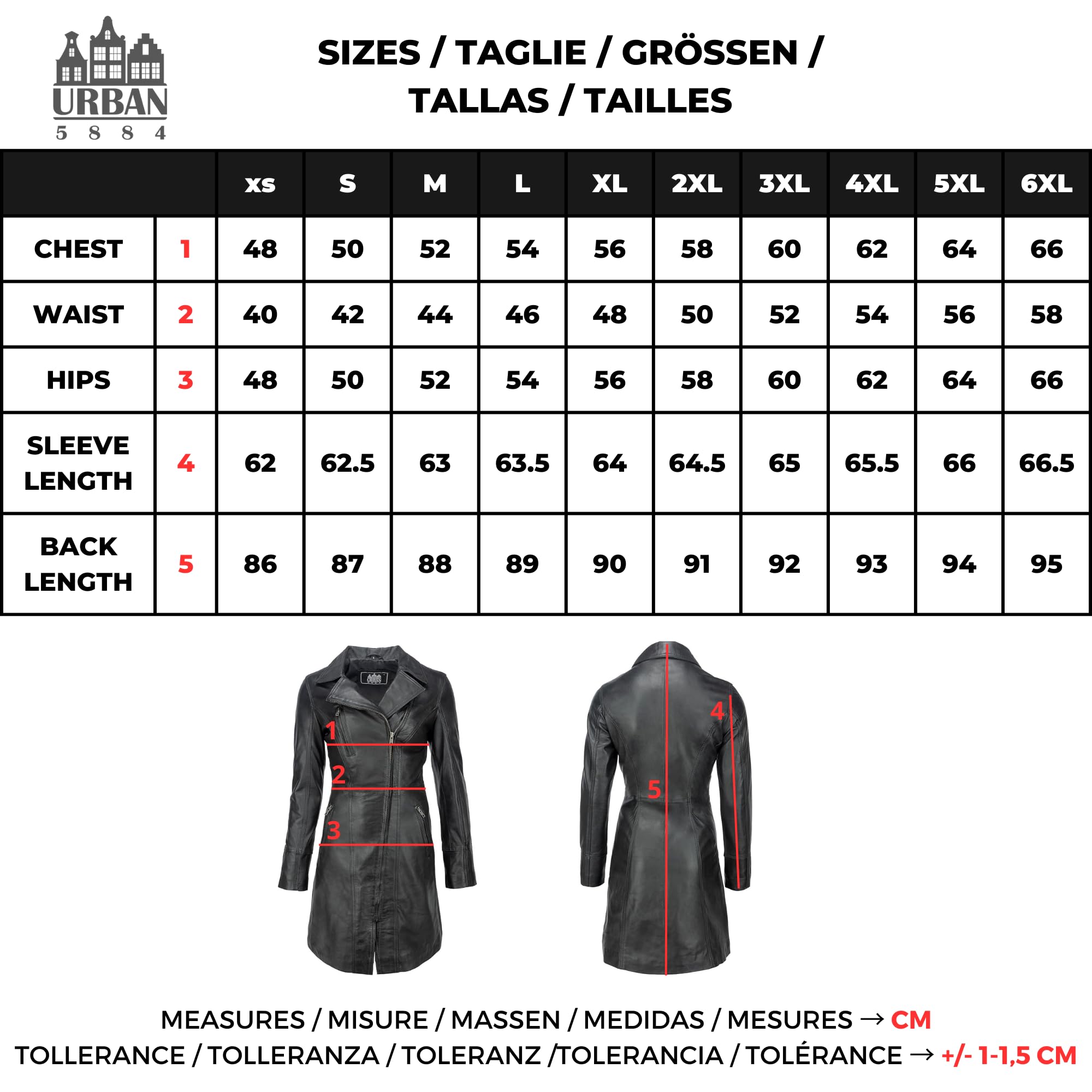 URBAN 5884 Damski elegancki płaszcz 107, czarny, rozmiar: 4XL