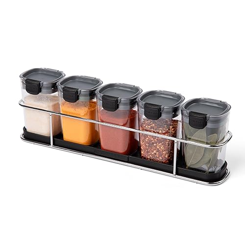 Progressive ProKeeper+ 6-Piece Spice Rack Set - Airtight, BPA-Free, Dishwasher