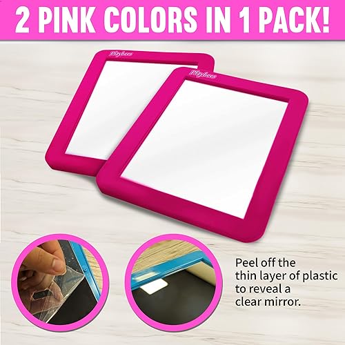 Miniatura 6 de Playbees Espejo magnético para casillero, paquete de 2 (rosa) - Ideal para casillero escolar, baño, refrigerador, gabinete de oficina, caja de