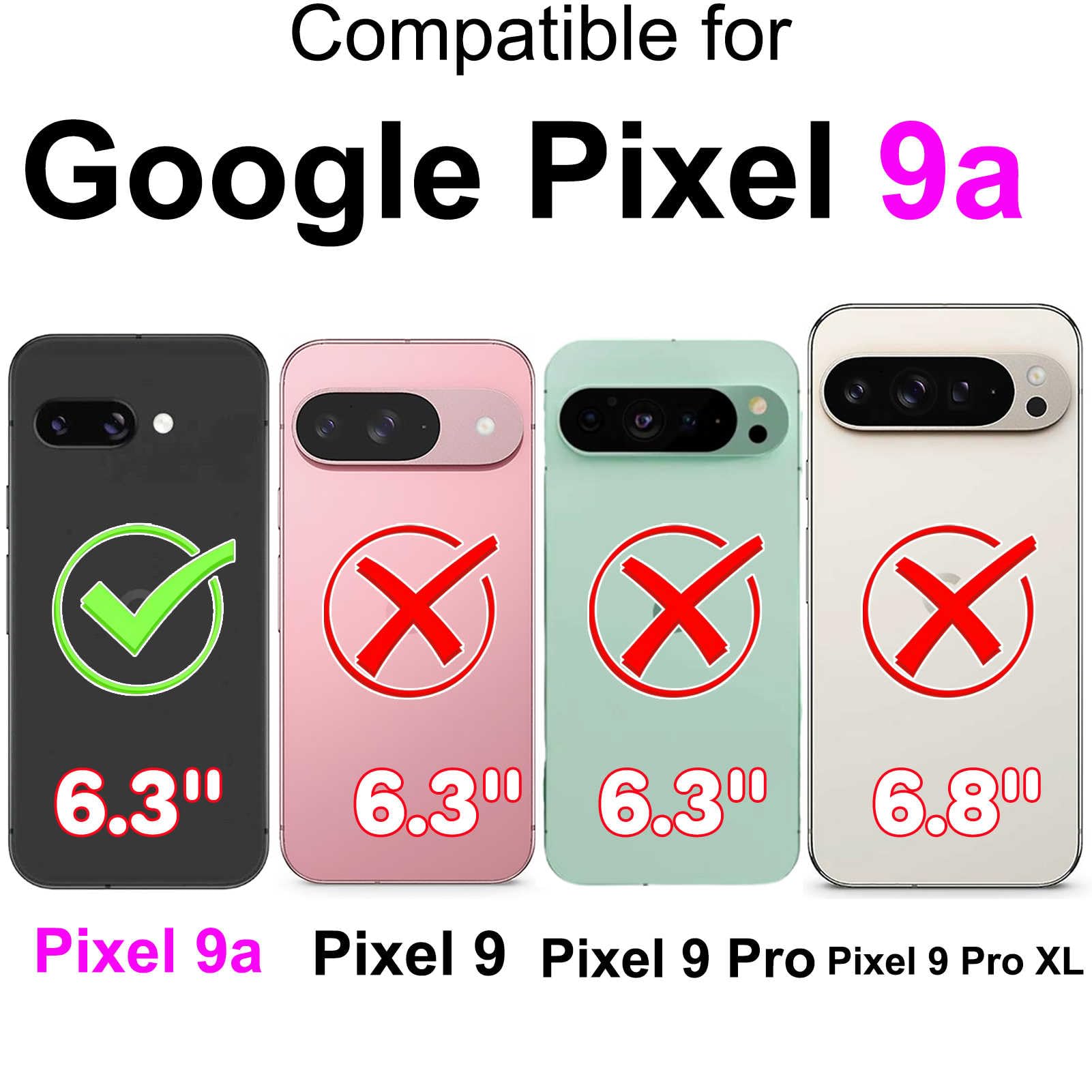 Custodia Portafoglio Per Google Pixel 9A In Pelle PU Con Supporto E Chiusura Magnetica – Copri Cellulare Con Slot Carte E Cordino (Rosa)