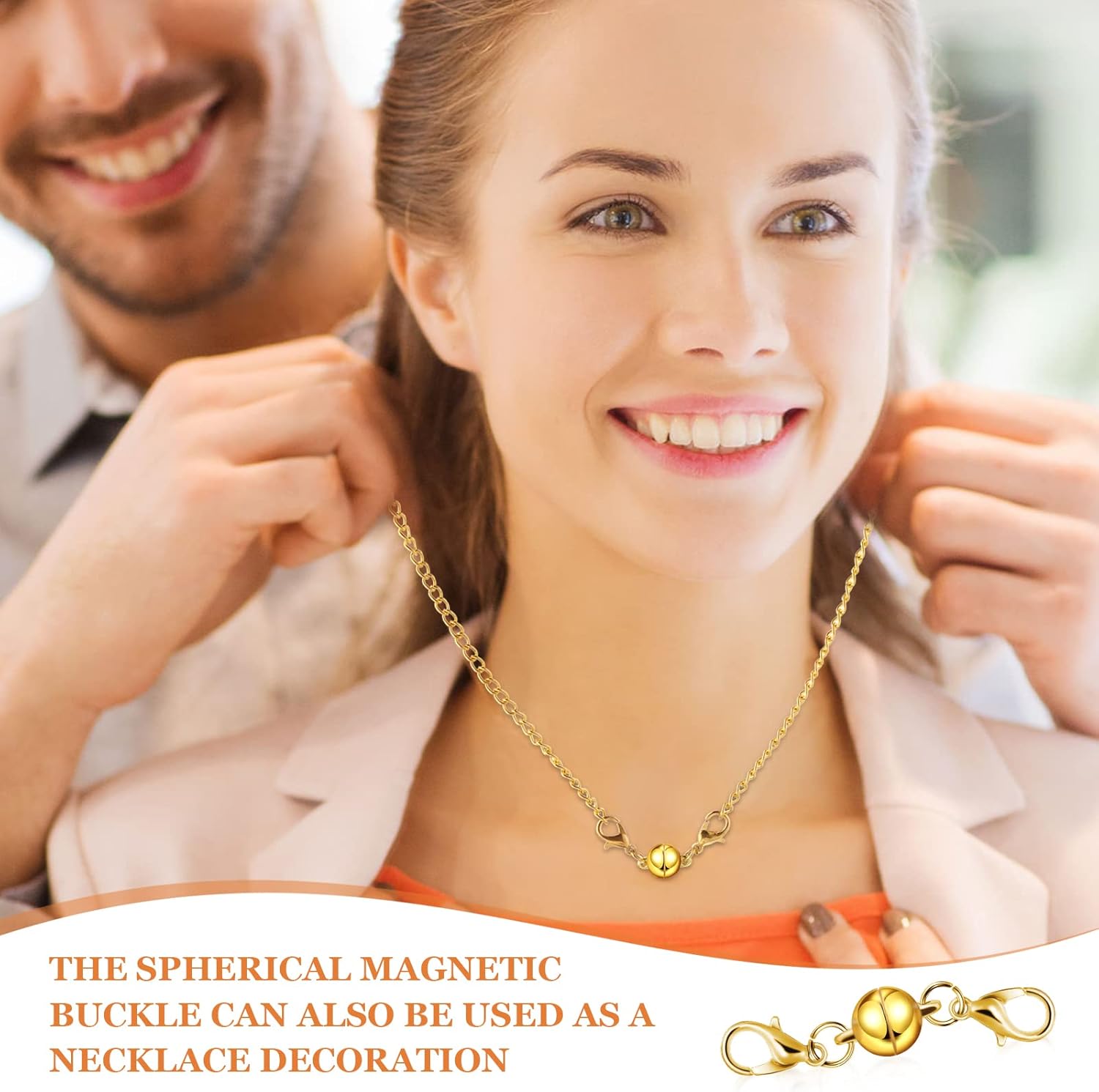 MTLEE 12 Pieces Magnetic Jewelry Clasps and Closures Double Lobster Clasp Magnetic Clasp 4 Colors 8 mm Necklace Clasps Extenders for Jewelry Making DIY - Image 6