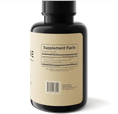 Suplemento de berberina, berberina 1200 mg, berberina HCL y canela de Ceilán para mujeres y hombres Las cápsulas de berberina favorecen un sistema inmunológico saludable y el control del peso