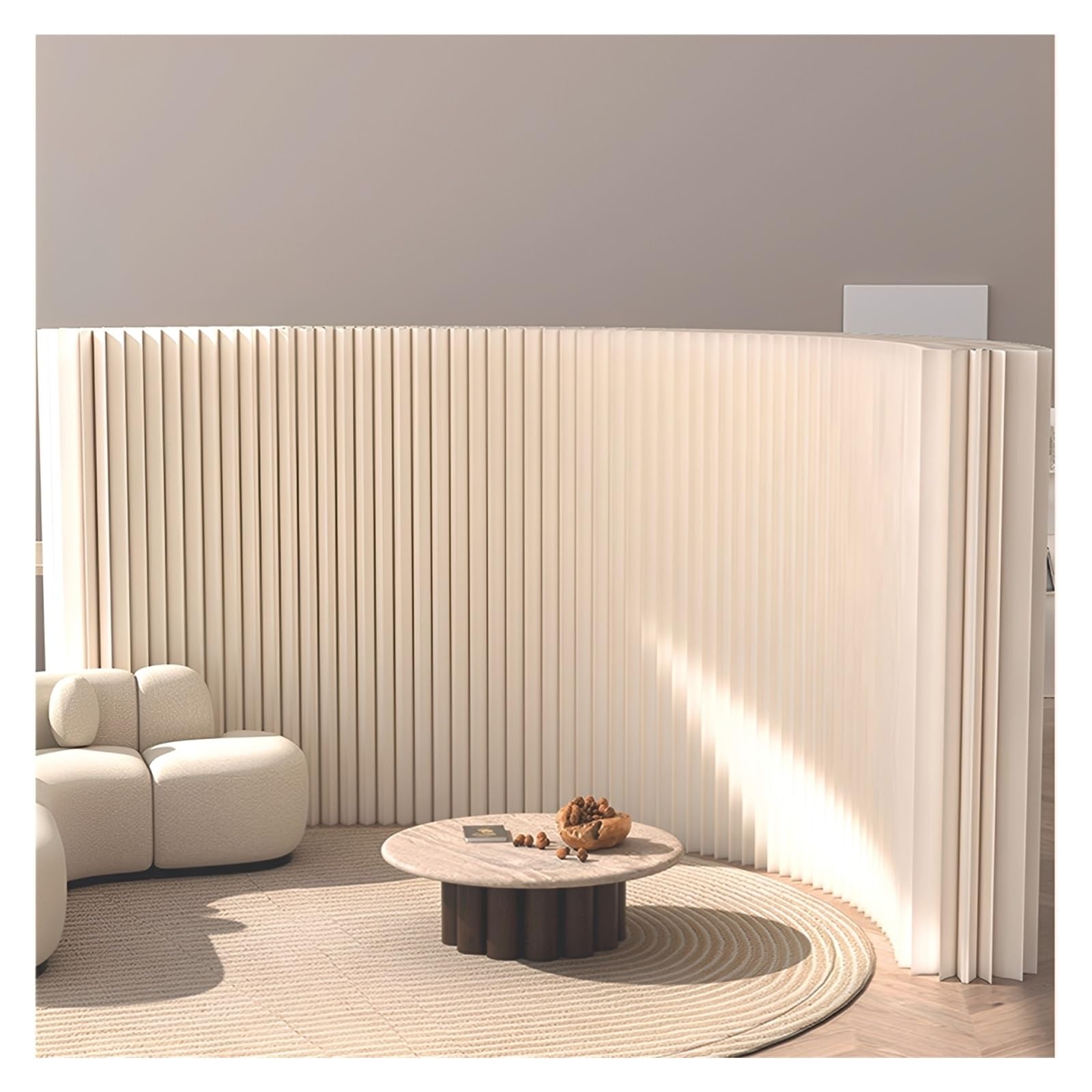 Faltbarer Raumteiler Aus Papier, Moderne Temporäre Trennwände Faltbare Sichtschutzwände für Raumtrennung, Wohnheim, Studio, Büro, Weiß(L2xW0.28xH1.6M)