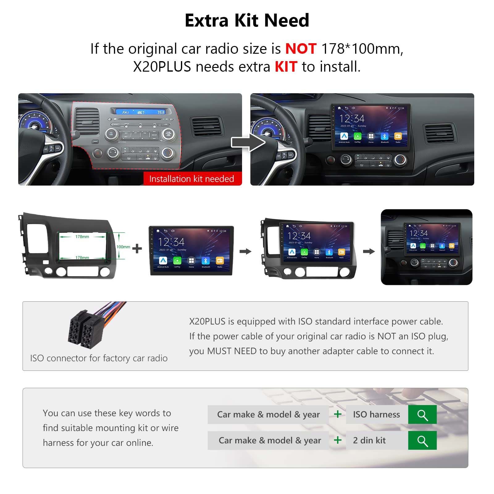 Amazon.com: Eonon 10.1 Inch Double Din Car Stereo,Wired and