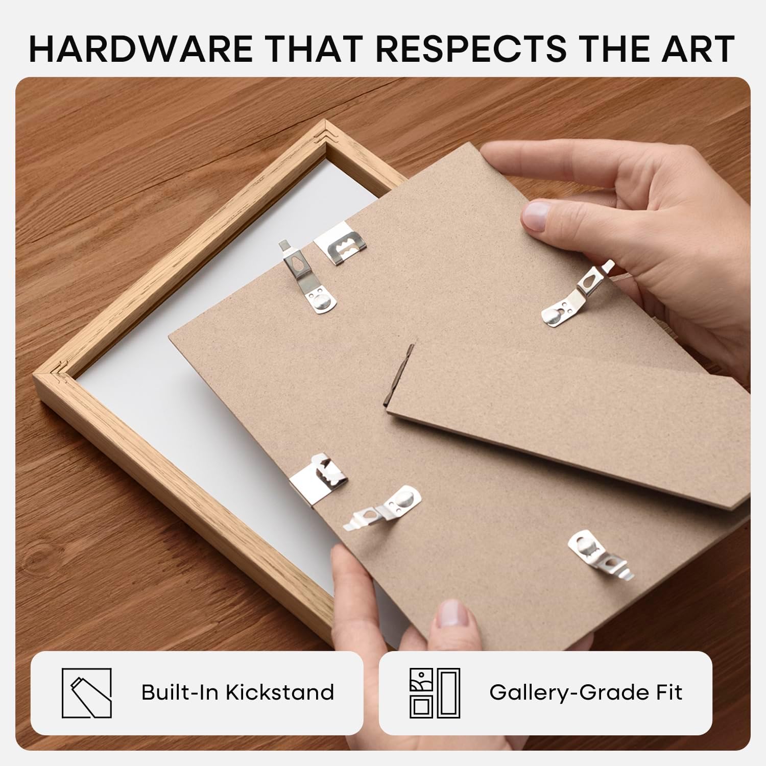 Homeforia 8 x 10 Wood Picture Frame, High End Natural Oak 8x10 Light Wooden Frames with Mat 5x7 inch Photo, 8 x 10 Frame Matted to 5 x 7 Art, Wall or Tabletop Frame, Tempered Glass, Wall Kit, Set of 1 - Image 6