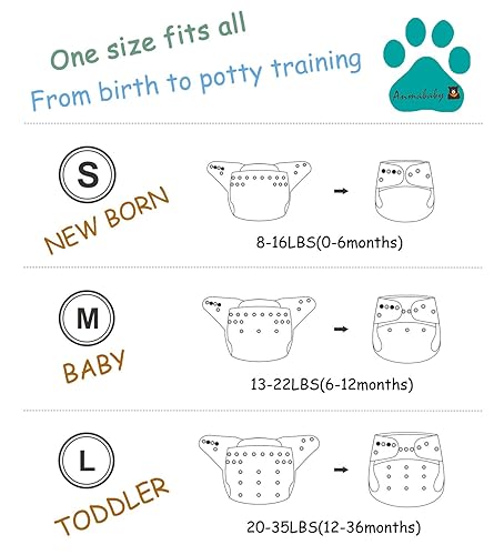 Miniatura 5 de Anmababy Paquete de 4 pañales de tela de bolsillo impermeables lavables con 4 insertos y bolsa húmeda para bebés CD4-002