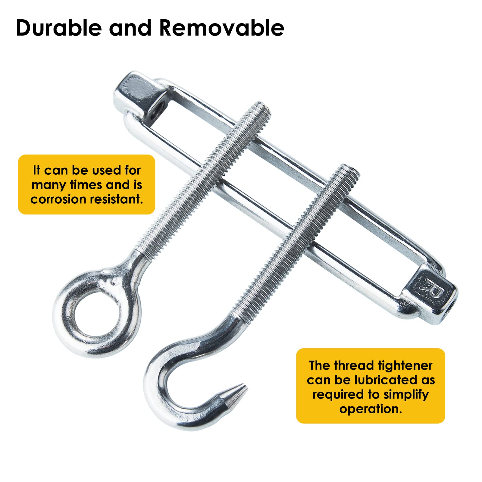 Tenditori Acciaio Inox M5 - Confezione 5 Pezzi Con Gancio E Occhiello - Foto 6