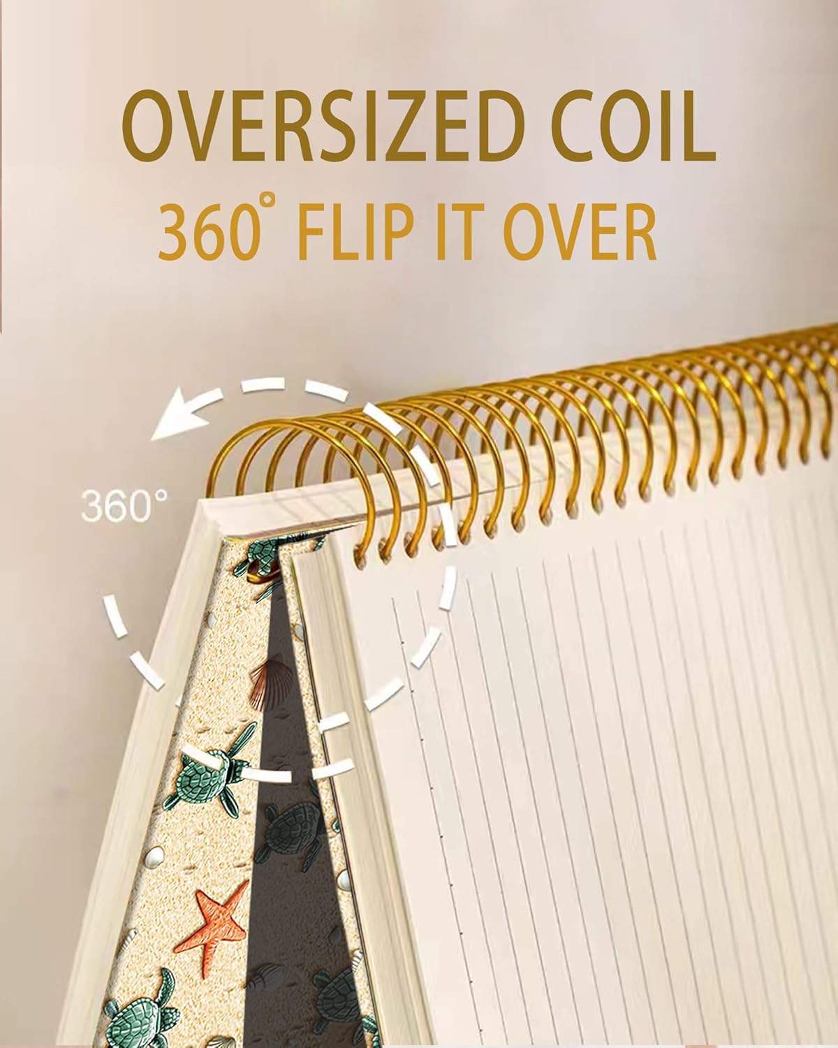 iampanda Spiral Journal Notebook,Strong Twin-Wire Binding with Premium Paper for Girl Women,60 Sheets A5 College Ruled Notebook/Journal,Perfect for School Office Home Gifts,Turtles On The Beach - Image 3