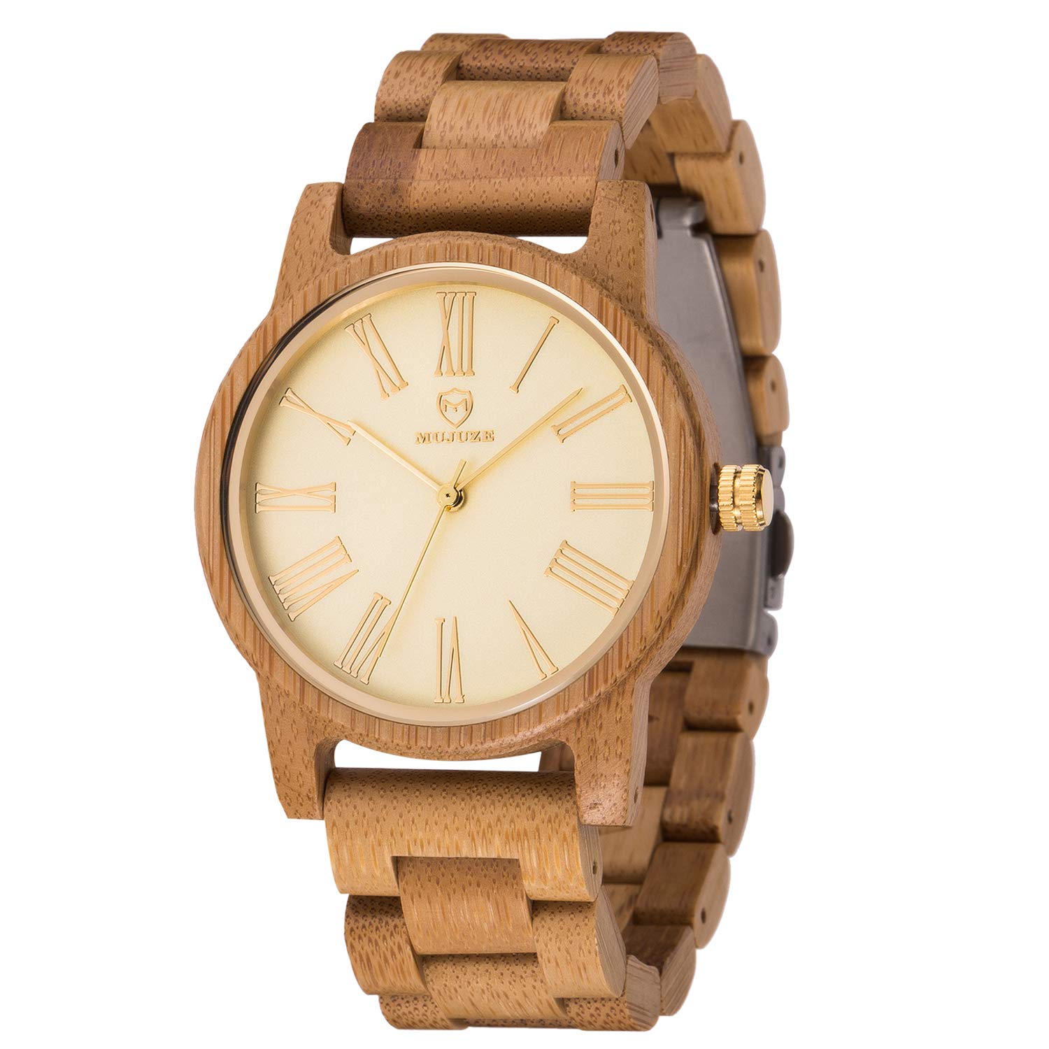 Mujuze Women Men Unisex Wooden Watches Natural Japanese Quartz
