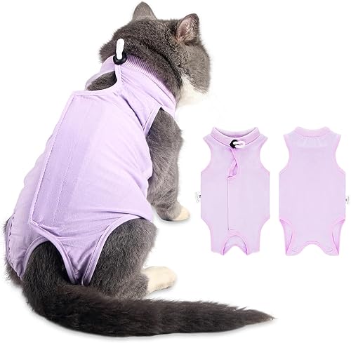 Traje de recuperación para gatos para heridas abdominales, enfermedades de la piel, mameluco de gato para gatos después de la cirugía, traje de