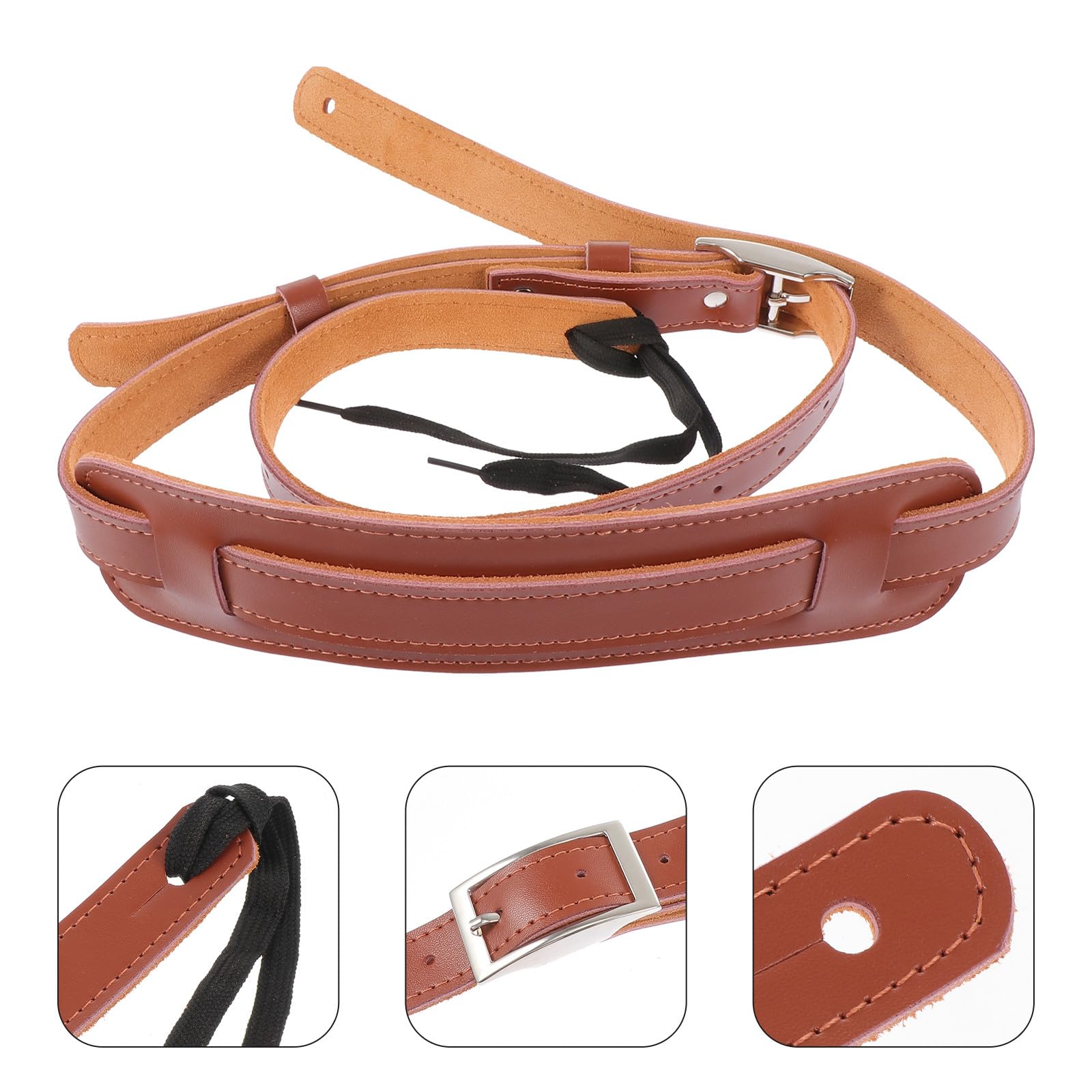 LIFKOME Correa para Guitarra de Piel de Vaca Marrón Almohadilla Absorbente de Humedad Que Reduce el Estrés para Mayor Comodidad y Uso Prolongado