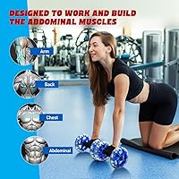 Vista 5 de Kisangel Rueda de rodillo abdominal, 2 unidades, rodillo abdominal para ejercicio con mancuernas de fitness doble rueda para pesas de mano