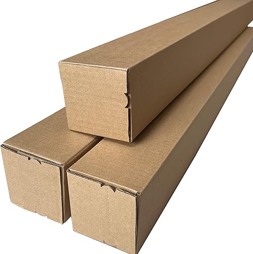 (50 cajas) Productos excepcionales – 40 x 3 x 3 pulgadas – Cajas altas de cartón corrugado – Tubos de envío largos – Cartón de cartón extra fuerte