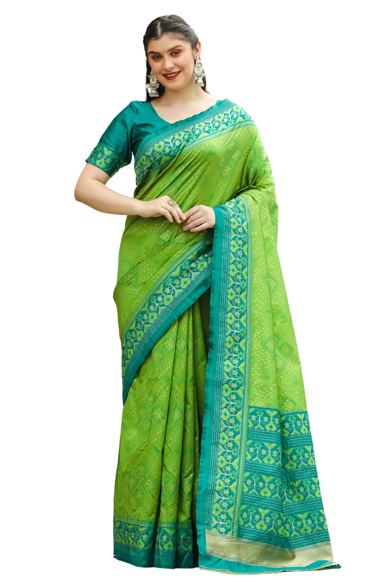Leriya Fashion Women's Trendy Kanjivaram Soft Lichi Silk Saree With Blouse Piece (Green)