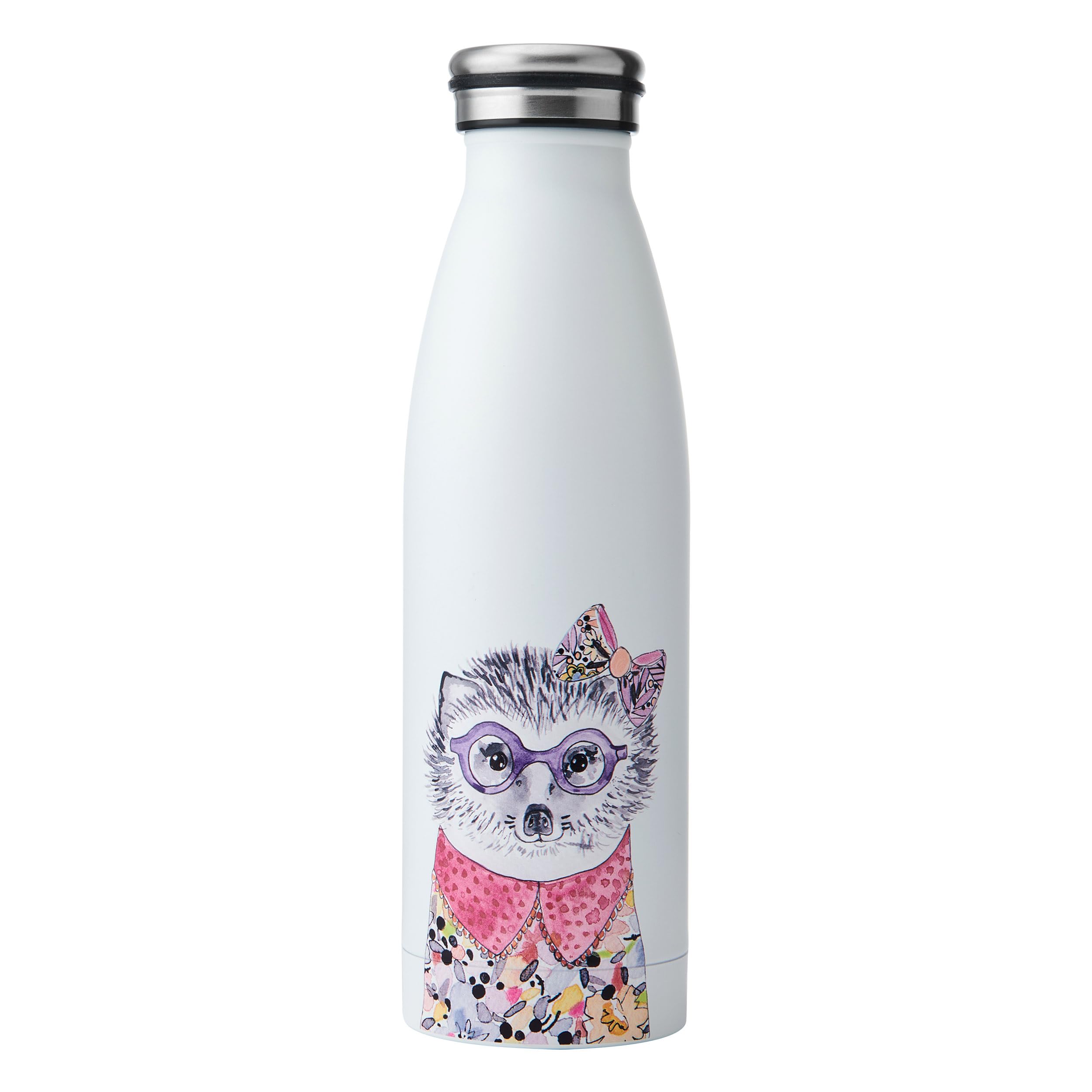 Mikasa Tipperleyhill Stainless Steel Insulated Water Bottle On-The-Go Double-Walled Hydration Bottle Keeps Drinks Hot for 12 Hrs and Cold for 18 Hrs Quirky Hog Illustration Handwash Only, 500ml