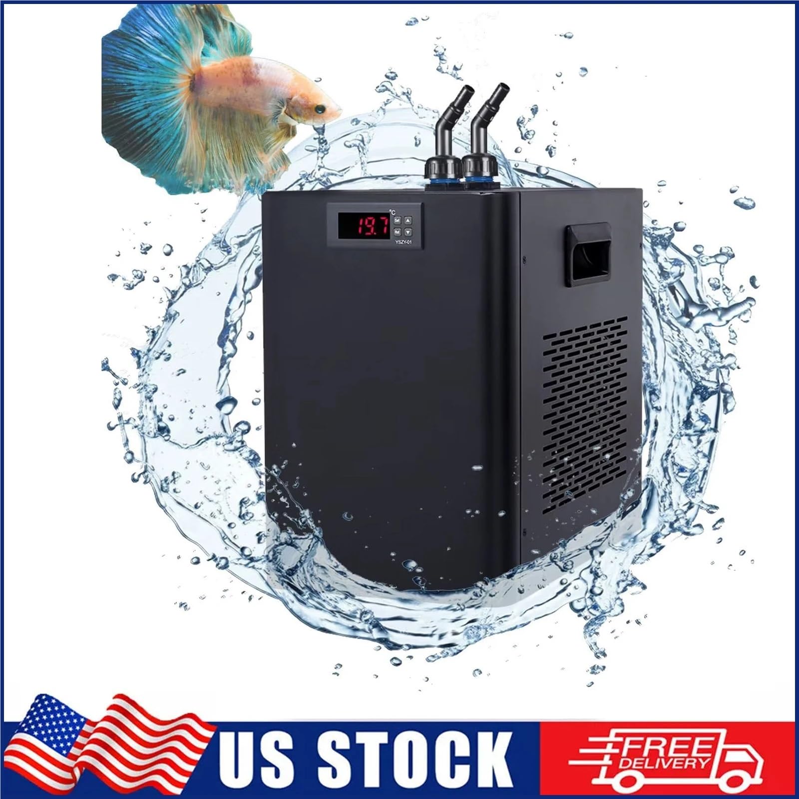 Refrigeratore per acquari, Refrigeratore for Acquario da 79 galloni, 1/3 HP, Compatibile con idroponica, Design Silenzioso, compressore, refrigeratore d'Acqua da 300 Litri