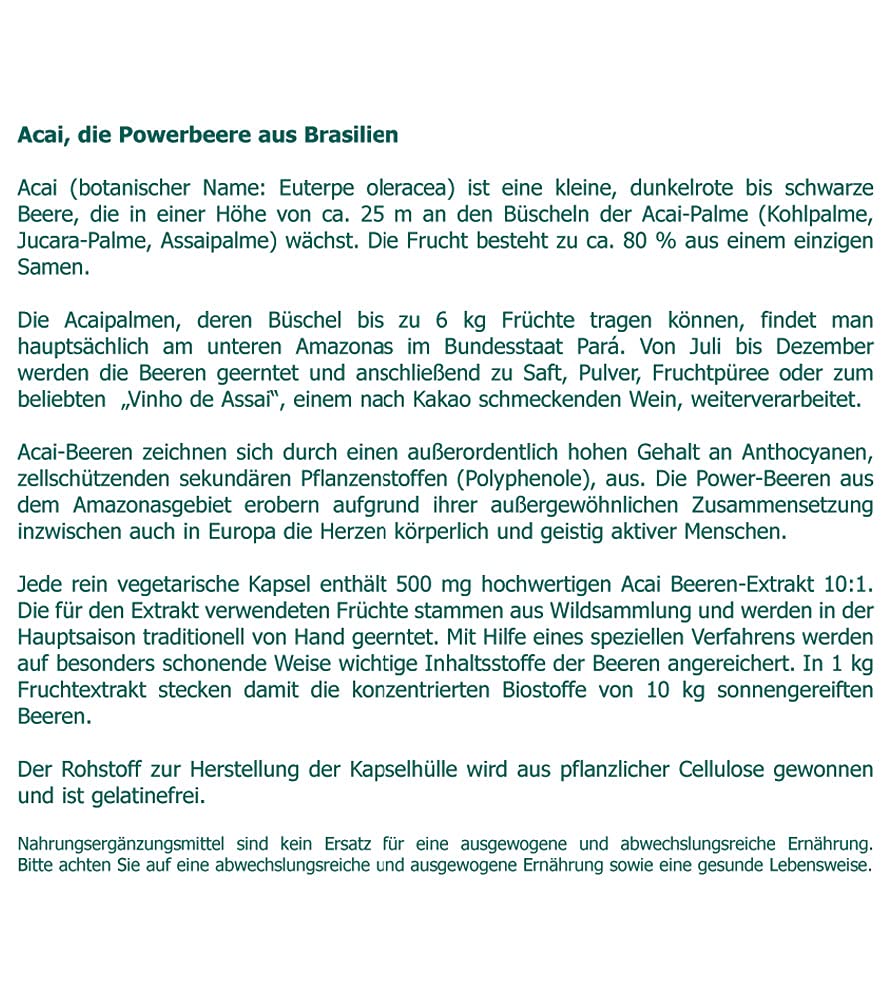 Acai Frucht-Extrakt 500 mg vegetarische Kapseln 120 Stk.