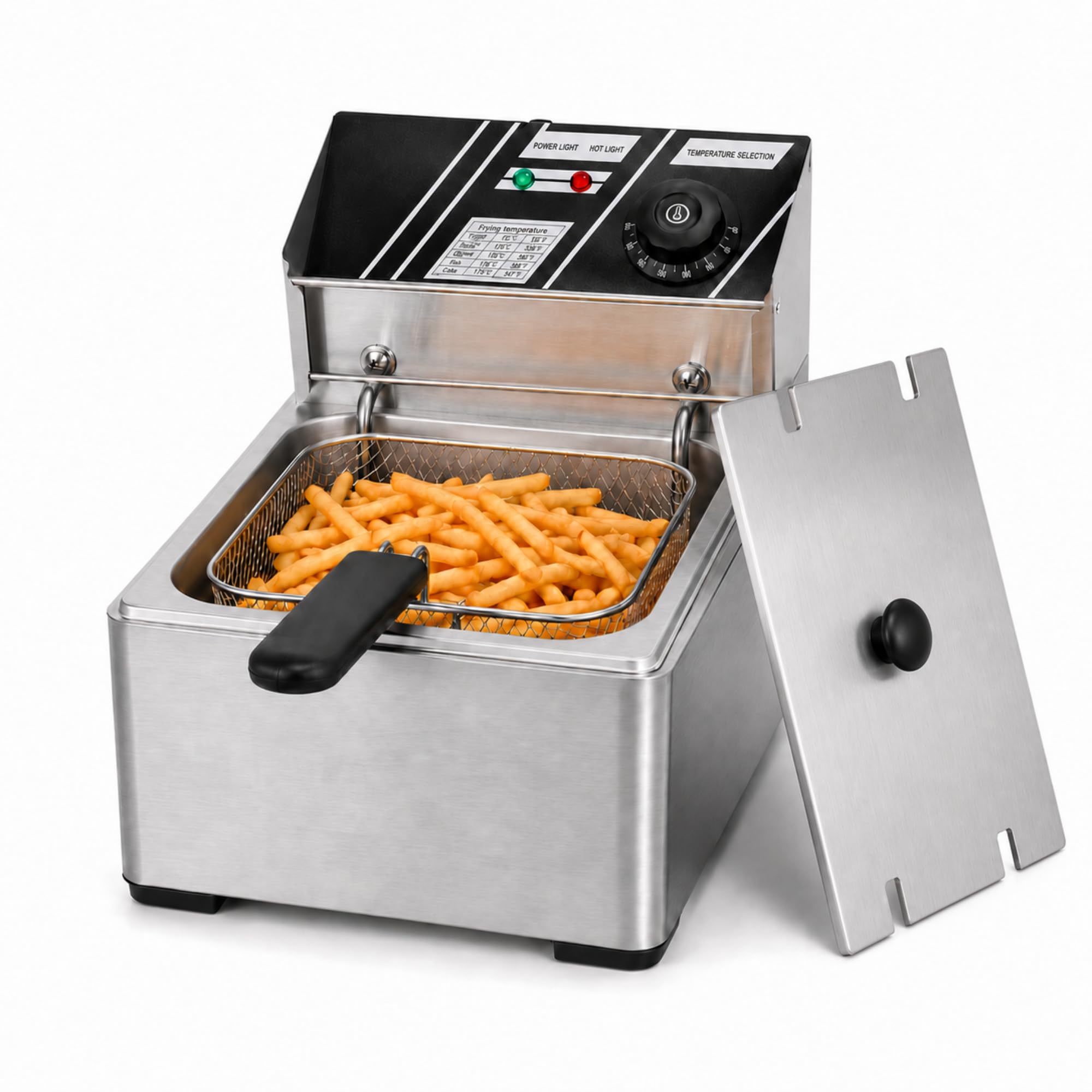MAGIC SELECT Freidora Eléctrica Profesional 6L, Acero Inoxidable | Freidora de Aceite con Cesta Extraíble. Temperatura Regulable, Gran Capacidad para Bar, Restaurante y Hostelería